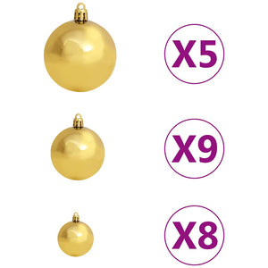 Künstlicher Weihnachtsbaum mit Beleuchtung & Kugeln Weiß 120 cm
