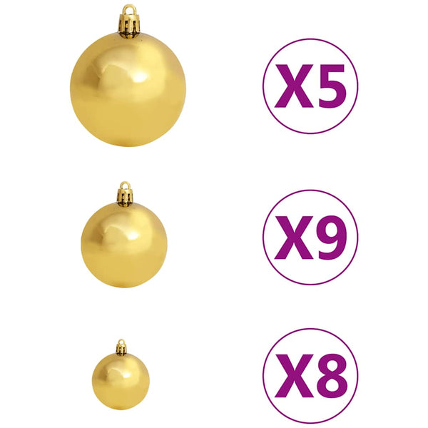 Künstlicher Weihnachtsbaum mit Beleuchtung & Kugeln Weiß 120 cm