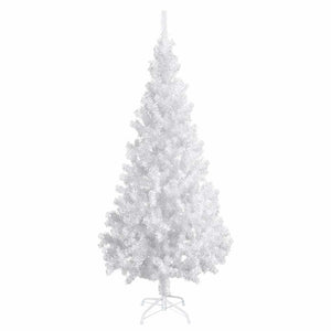 Künstlicher Weihnachtsbaum mit Beleuchtung & Kugeln Weiß 180 cm