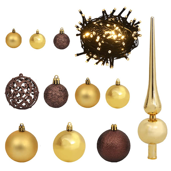 Künstlicher Weihnachtsbaum mit Beleuchtung & Kugeln Weiß 180 cm