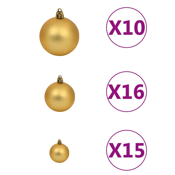 Künstlicher Weihnachtsbaum mit Beleuchtung & Kugeln Weiß 180 cm