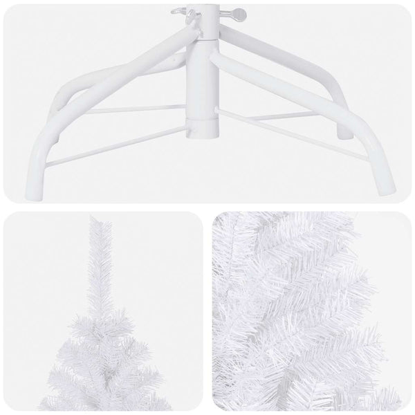 Künstlicher Weihnachtsbaum mit Beleuchtung & Kugeln Weiß 180 cm