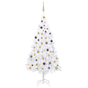 Künstlicher Weihnachtsbaum mit Beleuchtung & Kugeln Weiß 210 cm