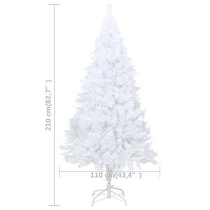 Künstlicher Weihnachtsbaum mit Beleuchtung & Kugeln Weiß 210 cm