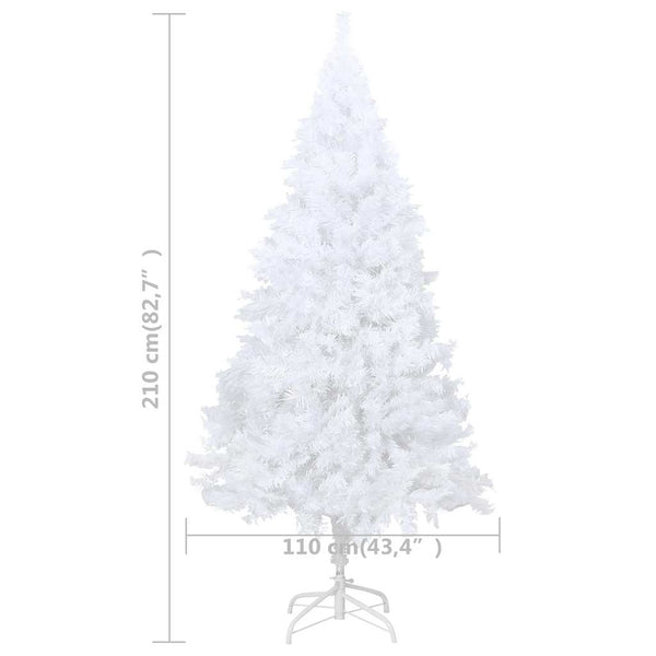 Künstlicher Weihnachtsbaum mit Beleuchtung & Kugeln Weiß 210 cm