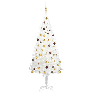 Künstlicher Weihnachtsbaum mit Beleuchtung & Kugeln Weiß 210 cm