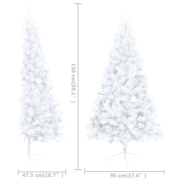 Künstlicher Halb-Weihnachtsbaum Beleuchtung Kugeln Weiß 150 cm