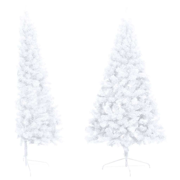 Künstlicher Halb-Weihnachtsbaum Beleuchtung Kugeln Weiß 150 cm