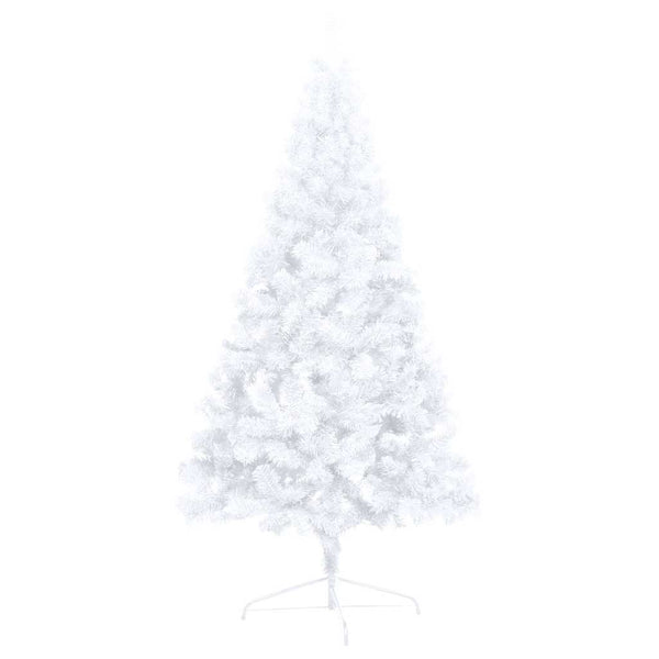 Künstlicher Halb-Weihnachtsbaum Beleuchtung Kugeln Weiß 150 cm
