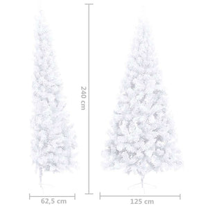 Künstlicher Halb-Weihnachtsbaum Beleuchtung Kugeln Weiß 240 cm