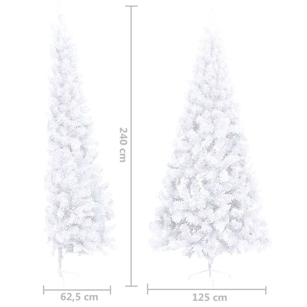 Künstlicher Halb-Weihnachtsbaum Beleuchtung Kugeln Weiß 240 cm