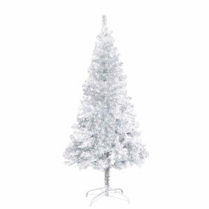 Künstlicher Weihnachtsbaum Beleuchtung & Kugeln Silber 150 cm