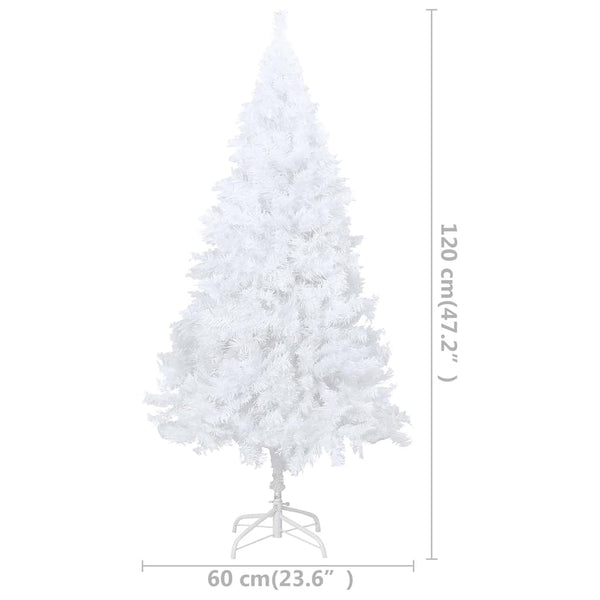 Künstlicher Weihnachtsbaum mit Beleuchtung & Kugeln Weiß 120 cm
