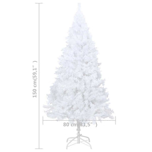 Künstlicher Weihnachtsbaum mit Beleuchtung & Kugeln Weiß 150 cm