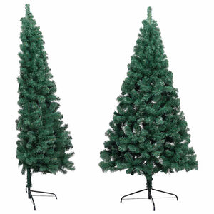Künstlicher Halb-Weihnachtsbaum Beleuchtung Kugeln Grün 120 cm