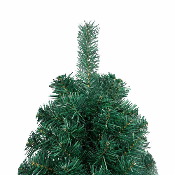 Künstlicher Halb-Weihnachtsbaum Beleuchtung Kugeln Grün 120 cm