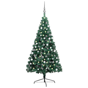 Künstlicher Halb-Weihnachtsbaum Beleuchtung Kugeln Grün 210 cm
