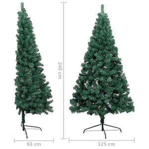Künstlicher Halb-Weihnachtsbaum Beleuchtung Kugeln Grün 240 cm