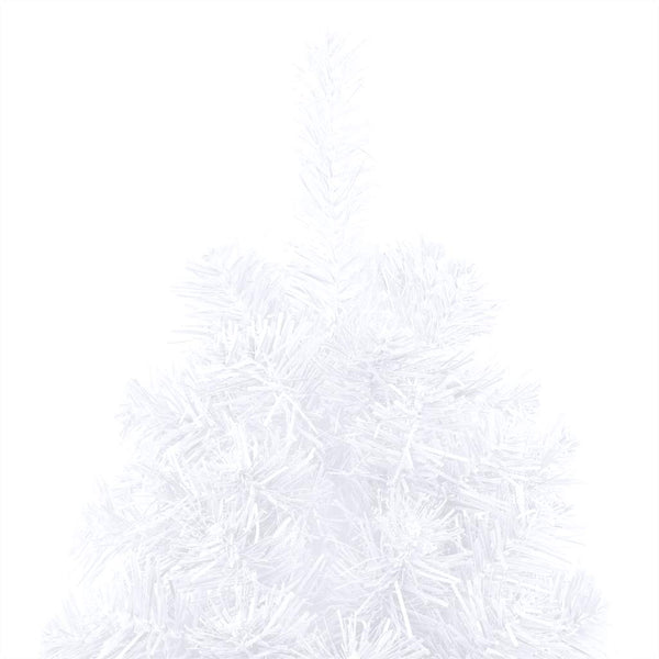 Künstlicher Halb-Weihnachtsbaum Beleuchtung Kugeln Weiß 150 cm