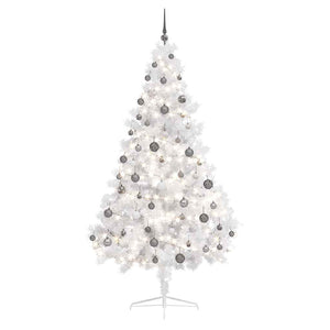 Künstlicher Halb-Weihnachtsbaum Beleuchtung Kugeln Weiß 180 cm