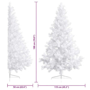 Künstlicher Halb-Weihnachtsbaum Beleuchtung Kugeln Weiß 180 cm