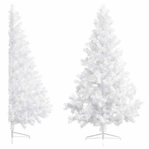 Künstlicher Halb-Weihnachtsbaum Beleuchtung Kugeln Weiß 180 cm