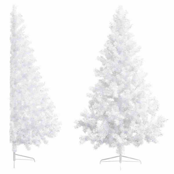 Künstlicher Halb-Weihnachtsbaum Beleuchtung Kugeln Weiß 180 cm