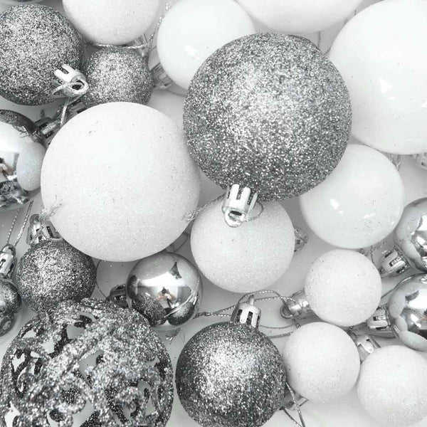 Künstlicher Halb-Weihnachtsbaum Beleuchtung Kugeln Weiß 180 cm