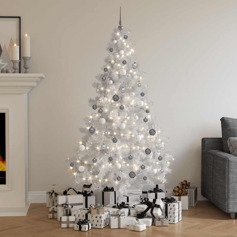 Künstlicher Halb-Weihnachtsbaum Beleuchtung Kugeln Weiß 180 cm