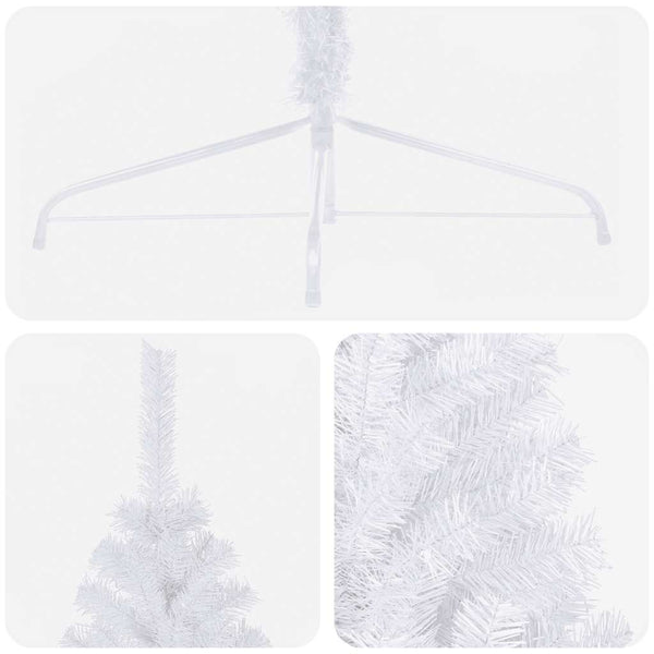 Künstlicher Halb-Weihnachtsbaum Beleuchtung Kugeln Weiß 210 cm