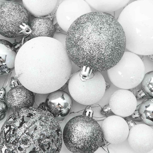 Künstlicher Halb-Weihnachtsbaum Beleuchtung Kugeln Weiß 210 cm