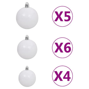 Künstlicher Halb-Weihnachtsbaum Beleuchtung Kugeln Weiß 240 cm