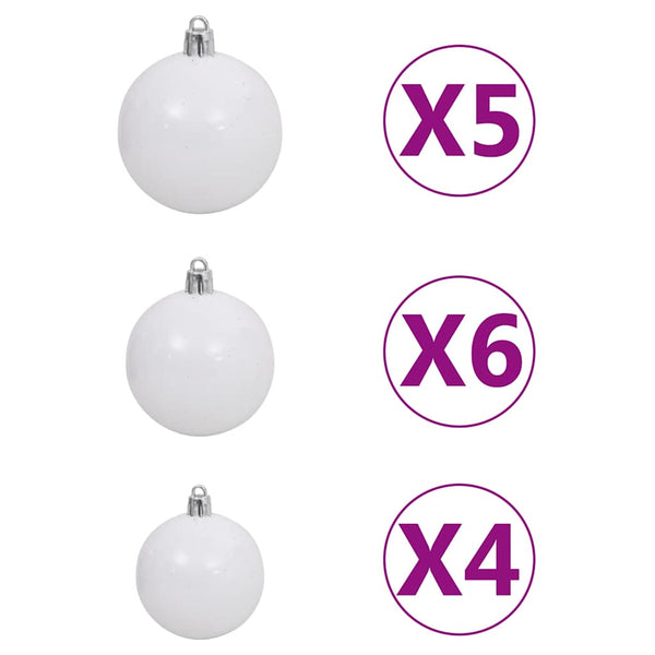 Künstlicher Halb-Weihnachtsbaum Beleuchtung Kugeln Weiß 240 cm
