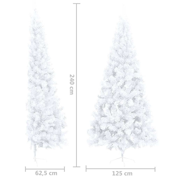 Künstlicher Halb-Weihnachtsbaum Beleuchtung Kugeln Weiß 240 cm
