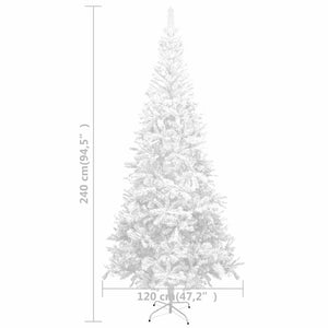 Künstlicher Weihnachtsbaum mit Beleuchtung Kugeln L 240 cm Weiß