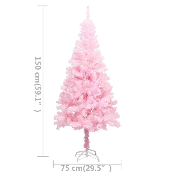 Künstlicher Weihnachtsbaum mit Beleuchtung & Kugeln Rosa 150cm