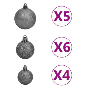 Künstlicher Weihnachtsbaum mit Beleuchtung & Kugeln Rosa 150cm