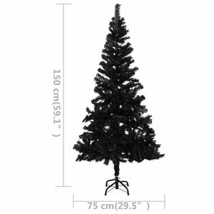 Künstlicher Weihnachtsbaum Beleuchtung & Kugeln Schwarz 150 cm