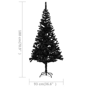 vidaXL Sapin de Noël Artificiel Lumineux et Boules Noir 180 cm