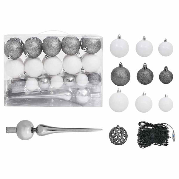 vidaXL Sapin de Noël Artificiel Lumineux et Boules Noir 180 cm