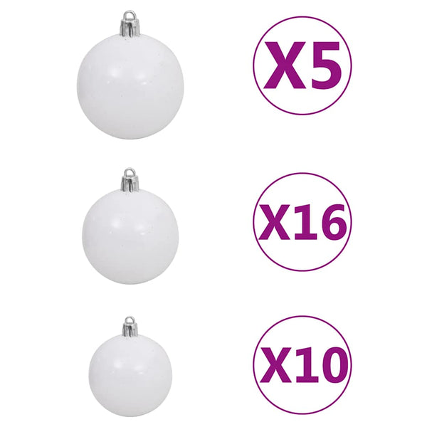 Künstlicher Weihnachtsbaum Beleuchtung & Kugeln Schwarz 210 cm