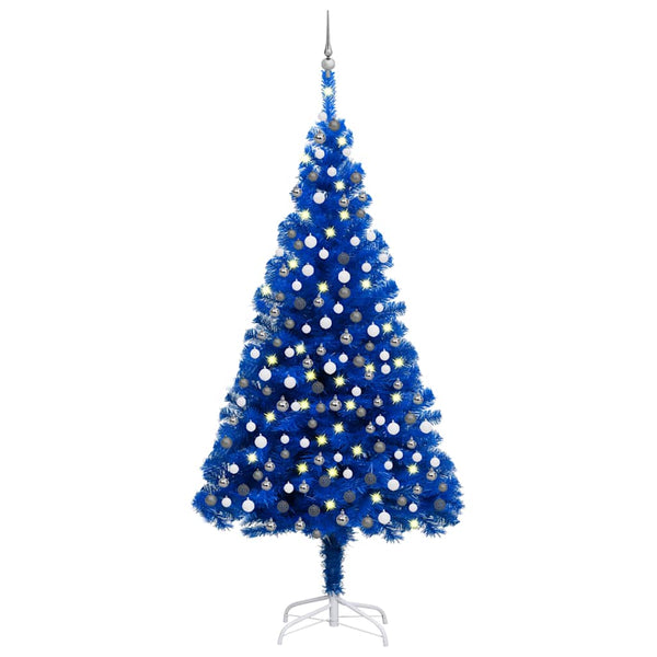 Künstlicher Weihnachtsbaum Beleuchtung & Kugeln Blau 240 cm