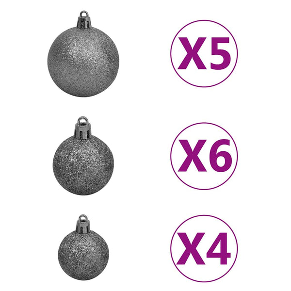 Künstlicher Weihnachtsbaum Beleuchtung & Kugeln Silber 120 cm