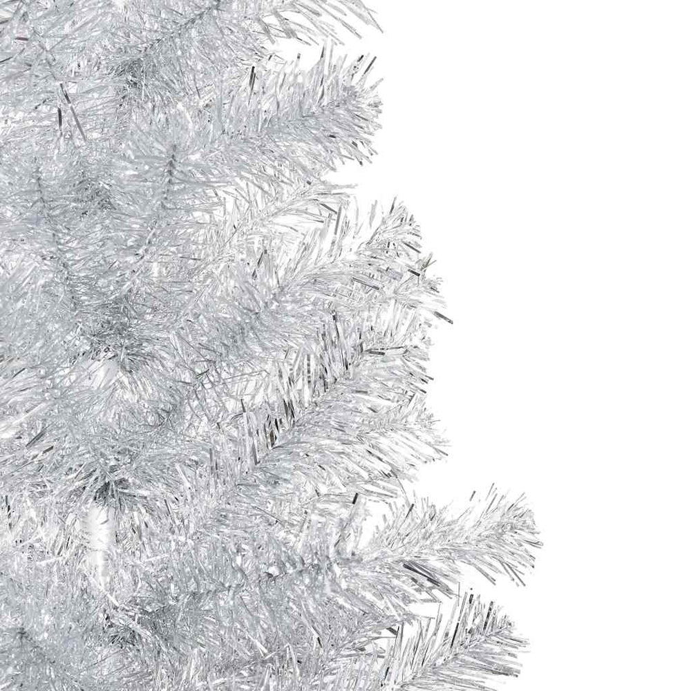 Künstlicher Weihnachtsbaum Beleuchtung & Kugeln Silber 150 cm