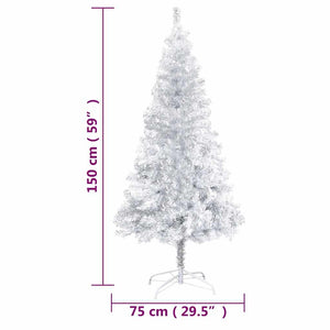 Künstlicher Weihnachtsbaum Beleuchtung & Kugeln Silber 150 cm