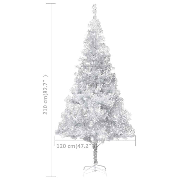Künstlicher Weihnachtsbaum Beleuchtung & Kugeln Silber 210 cm