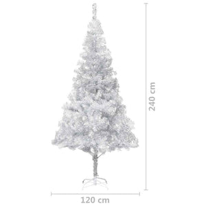 Künstlicher Weihnachtsbaum Beleuchtung & Kugeln Silber 240 cm