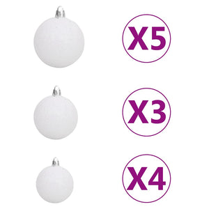 Weihnachtsbaum Gefrostet mit Beleuchtung Kugeln Zapfen 150 cm