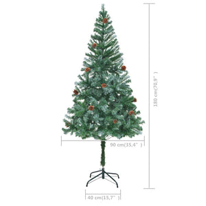 Künstlicher Weihnachtsbaum mit Beleuchtung Kugeln Zapfen 180 cm