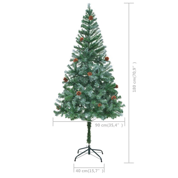 Künstlicher Weihnachtsbaum mit Beleuchtung Kugeln Zapfen 180 cm
